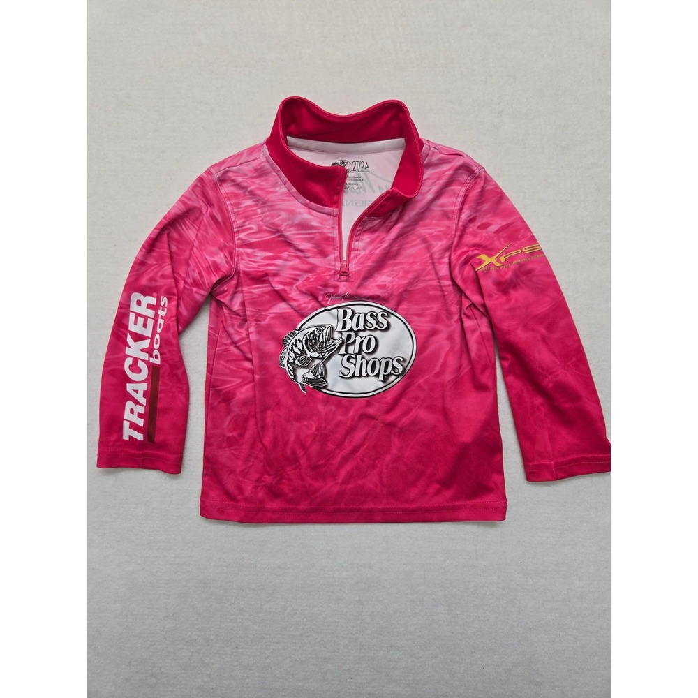 Bass‎ Pro Shops Tracker Boats Fishing Shirt Pink 1/4 Zip Toddler Girl Size 2T/2A